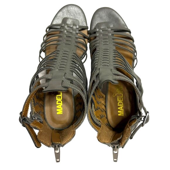 Madeline Gray Gladiator Heeled Sandals Woven Straps & Buckle Details Size 8.5 F - Picture 9 of 9